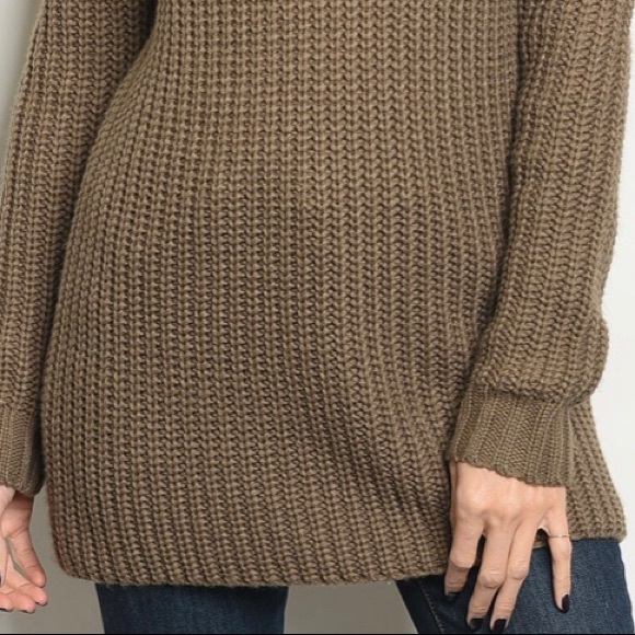 Mocha Cold Shoulder Sweater - Picture 8 of 8